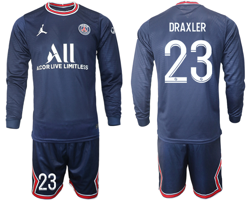 Men 2021-2022 Club Paris St German home blue Long Sleeve #23 Soccer Jersey